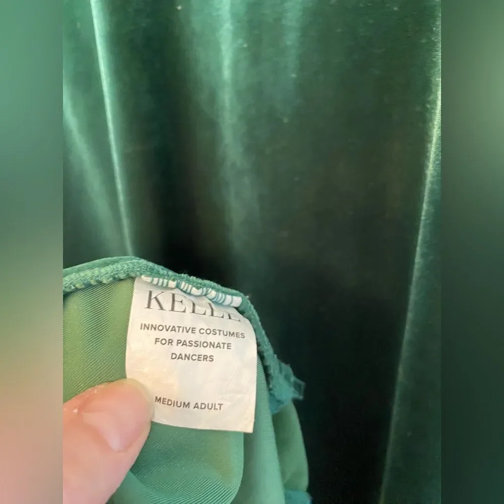 Kelle dance solo costume 3 piece green velvet THE ALCHEMY skirt 7111 MA adult